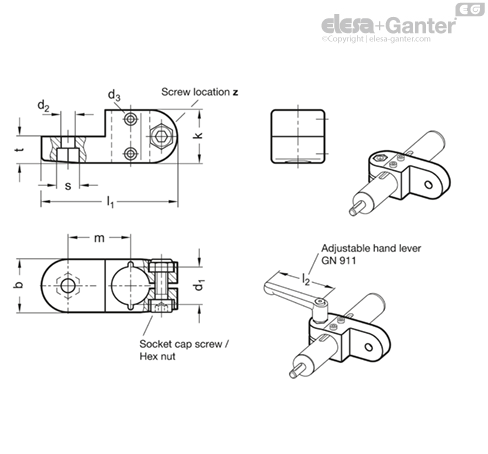 GN 273.1 Swivel Clamp Linear Actuator Connectors